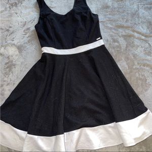 Guess black and white circle midi dress